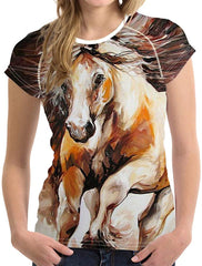 Summer T Shirt Women Casual Funny 3D Horse Crop Tops Girls Tees Tops Horse4
