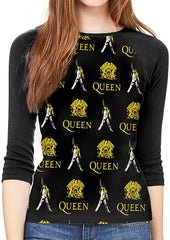 Queen Rock Band Freddie Mercury 3/4 Sleeve Womens 3D Print Baseball T Shirt Raglan Tee T Shirts Black24