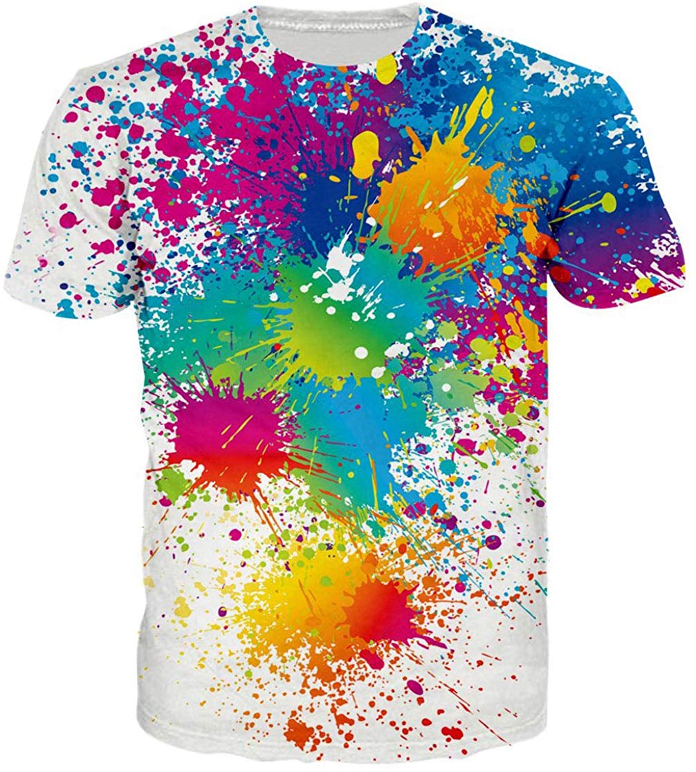 Unisex Short Sleeve T Shirts 3D Novelty Print Casual Funny Graphic Tees S 3XL Paint
