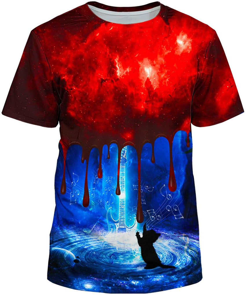 Unisex 3D Realistic Printed Casual Short Sleeve T Shirts Blue50
