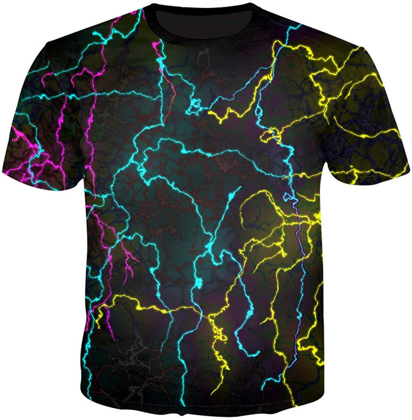 Unisex Flash Casual T Shirt Lightening 3D Printed Cool Crew Neck Parkour Tees Multicolor 1