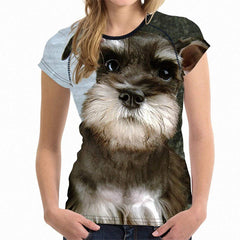 Unisex 3D Printed T Shirt Schnauzer Dog O Neck Elastic Dogs T Shirt H6884bv