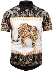 Men's Short Sleeve Luxury Print Button Dress Shirt Al003 84