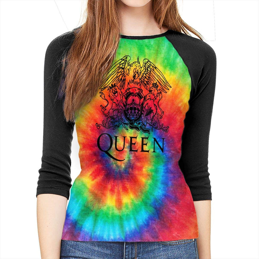 Queen Rock Band Freddie Mercury 3/4 Sleeve Womens 3D Print Baseball T Shirt Raglan Tee T Shirts Black25