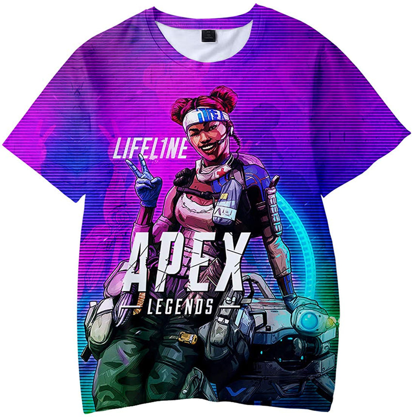 Fashion Apex T Shirt 3D Printed Game Topic Apex Legends Shirt for Men Women Teen A Lifeline