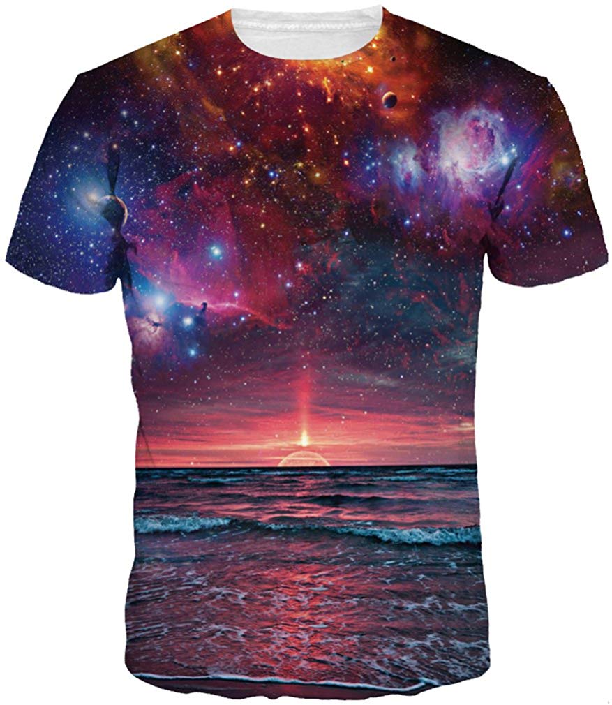 Unisex Men 3D Printed Casual Summer Short Sleeve T Shirts Tees Sunset