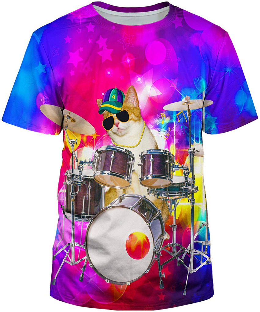 Unisex 3D Realistic Printed Casual Short Sleeve T Shirts Purple52