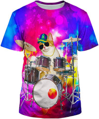 Unisex 3D Realistic Printed Casual Short Sleeve T Shirts Purple52