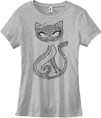 Vintage Cute Sassy Cat Kitty Print t Shirts for Women Letter Cat A.heather