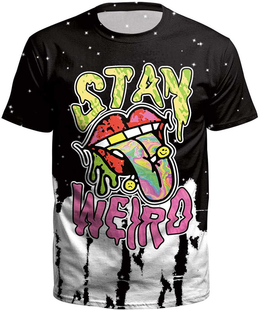 Street Style UFO Alien 3D Digital Print T Shirt Stay black
