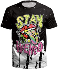 Street Style UFO Alien 3D Digital Print T Shirt Stay black
