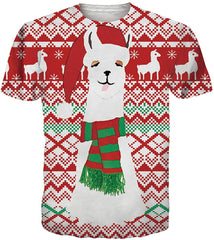 Unisex 3D Creative Print Short Sleeve T Shirt Casual Graphic Tees Christmas E