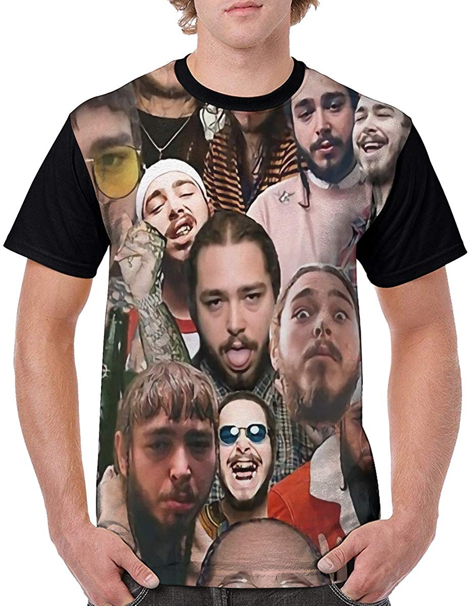 Womens 3D Digital Printed Post Malone Collage Short Sleeve T Shirts Tees Singer