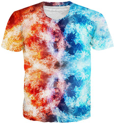 Mens T Shirts 3D Graphic Short Sleeve Tees Funny Printed Summer Tops Fire Bump