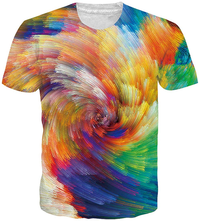 Unisex 3D Printed Summer Casual Short Sleeve T Shirts Top Tees S XXL Swirl Painting