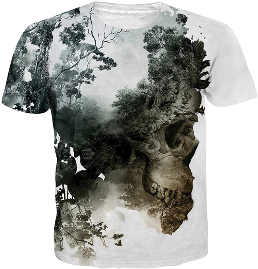 Men Casual Shirts Sexy Women Printing 3D T Shirt Skulls Flower