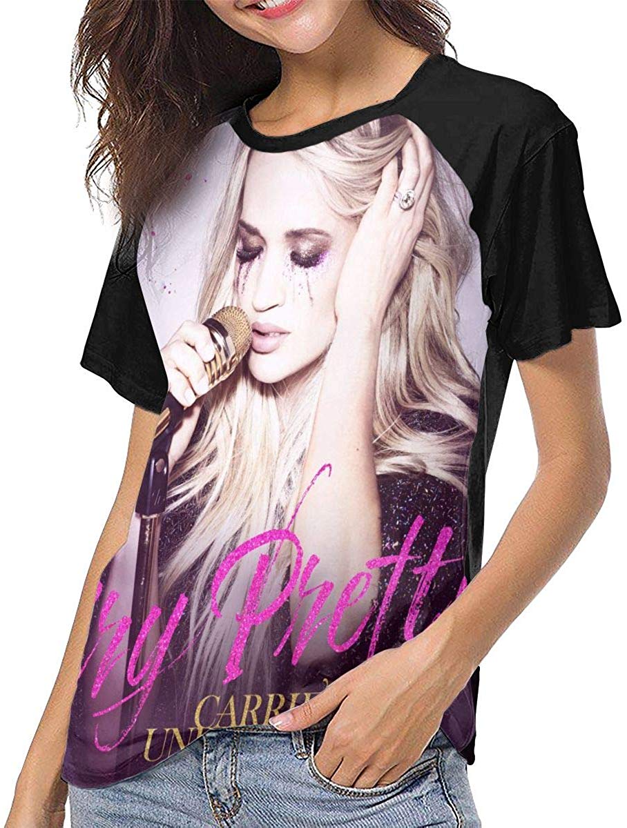 Womens Carrie Underwood Cry Pretty 3D Print Baseball T Shirt Black Black