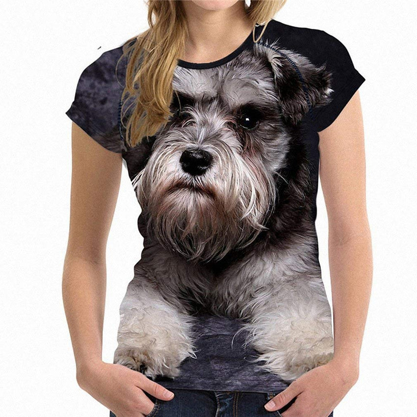 Unisex 3D Printed T Shirt Schnauzer Dog O Neck Elastic Dogs T Shirt H3391bv