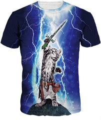 Men's O Neck 3D Digital Print Cartoon Animal Design Lovers' Short Sleeve Summer T Shirts Navyblue
