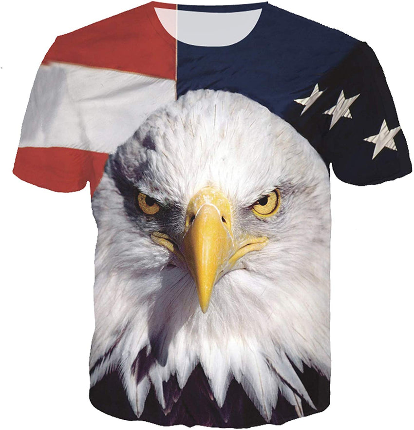 Men's American Flag Eagle and Cat Printed T Shirt XS 5XL¡ꡧUS Size XXS ¡ê3XL Eagle3