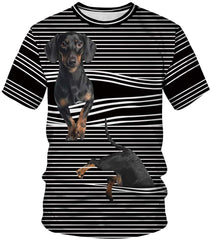 Unisex 3D Print Short Sleeve T Shirt Tees Tops For Men Women S 3Xl Dogs Stripes