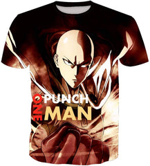 Mens O Neck 3D Digital One Punch Man Print Short Sleeve Summer T Shirts Nature
