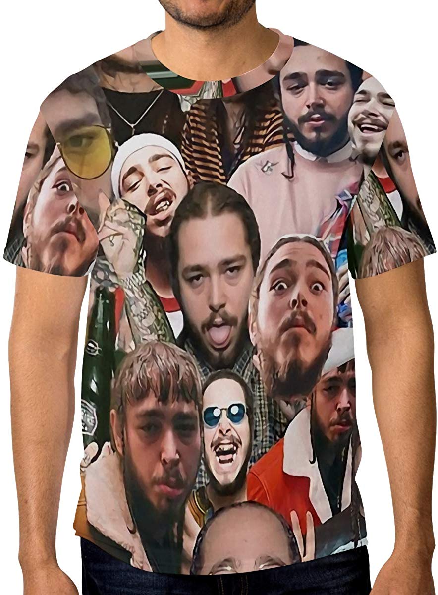 Womens 3D Digital Printed Post Malone Collage Short Sleeve T Shirts Tees Singer2