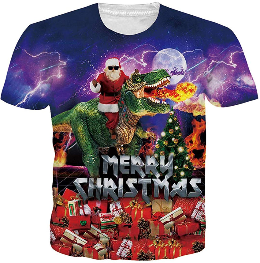Unisex Personalized Novelty 3D Printed T Shirts Short Sleeve Tops Tees Ugly Christmas 4