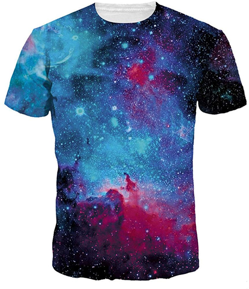 Unisex 3D Print Short Sleeve T Shirt Fashion Couple Tees Blue Nebula