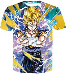 Men's Novelty T Shirts 3D Printing Tee Tops with Dragon Ball Colorful Flash