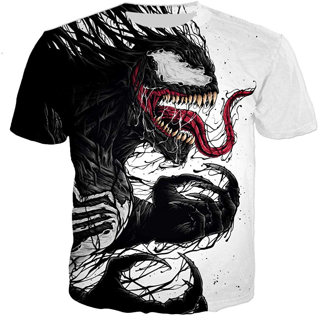 Ahegao Printed T Shirt 3D Printed Short Sleeve Venom Unisex Vt 1