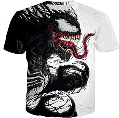 Ahegao Printed T Shirt 3D Printed Short Sleeve Venom Unisex Vt 1