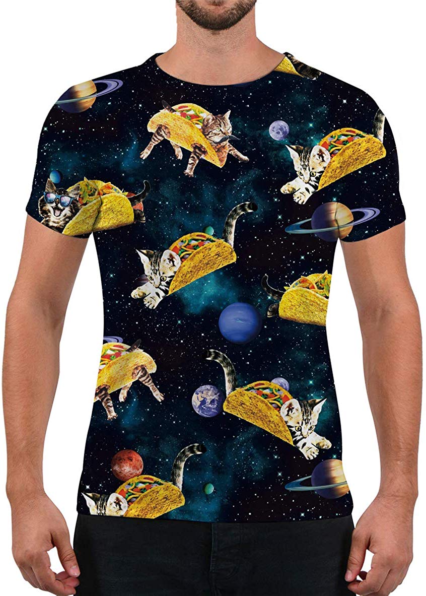 Unisex Fashion 3D Print T Shirts Funny Graphics Pattern Crewneck Short Sleeve Tees for Mens Womens Meat Cat