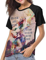 Back to The Gypsy That I was Womens 3D Print Baseball T Shirt Stevie Nicks Retro Raglan T Shirt Black Stevie Nicks 1