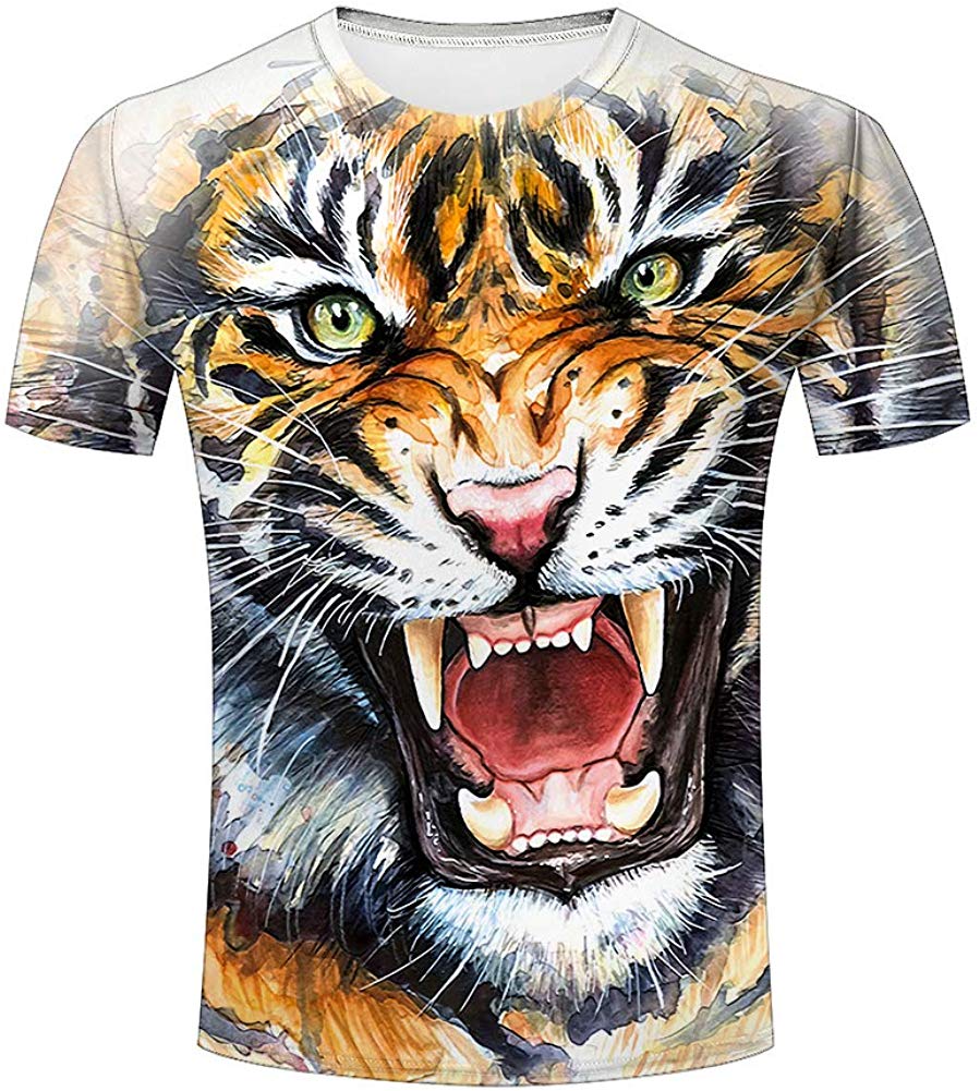 Men Tee Shirts Graphic Animal Tiger Digital Print Unisex All Over 3D Printed Graphic T Shirts A a