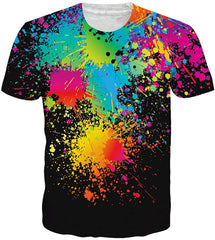 Unisex 3D Printed Summer Casual Short Sleeve T Shirts Top Tees S XXL Splatter
