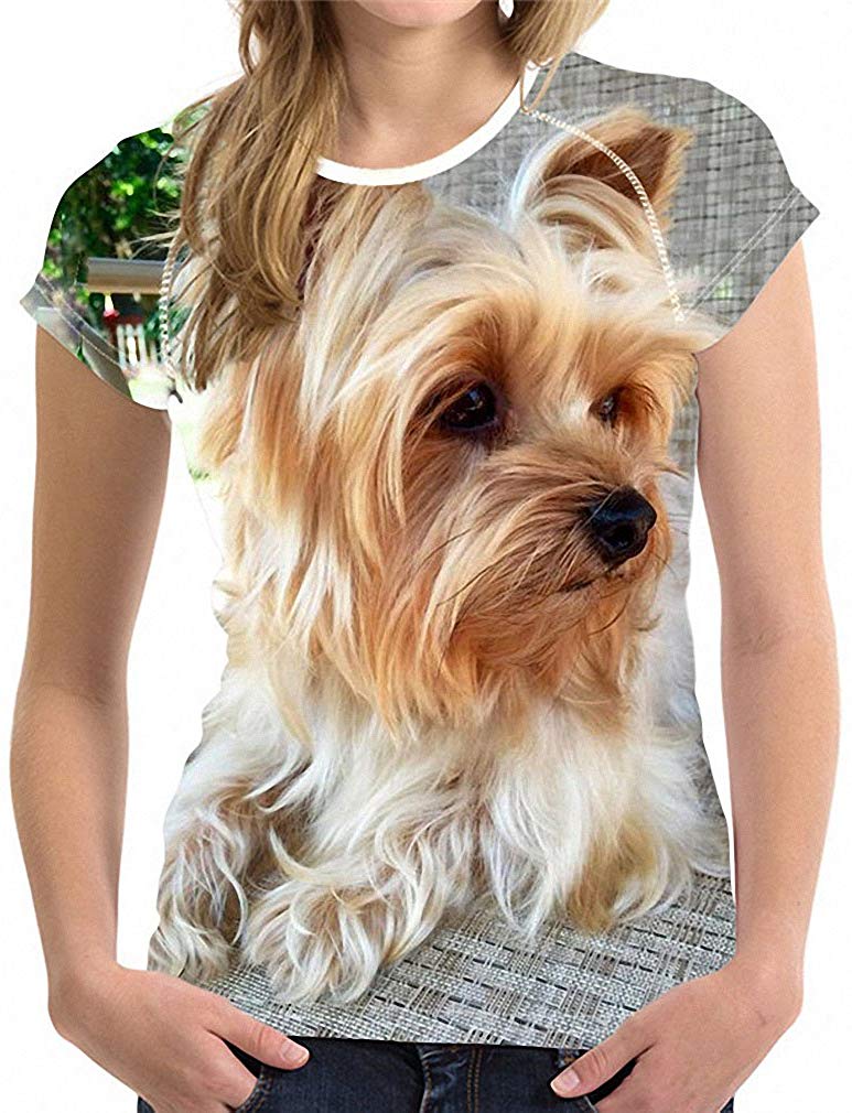 Unisex 3D Printed T Shirt Yorkshire Terrier Dog Printed Short Sleeve Tee Shirts H11278bv