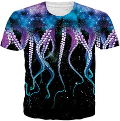 Men Women 3D Novelty Graphic T Shirts Short Sleeve Crewneck Tie Dye Tee Tops for Casual Octopus