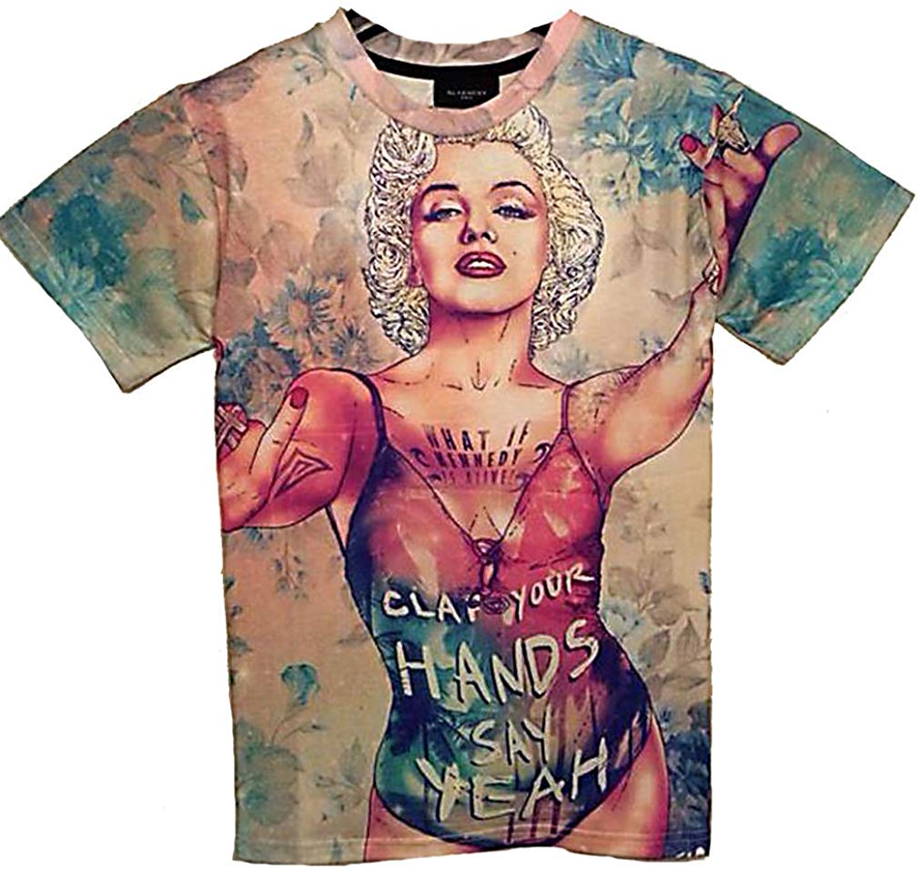 BECOOL Men's 3D Printed T Shirt,Sexy Image Marilyn Monroe 6A5 Multicoloured
