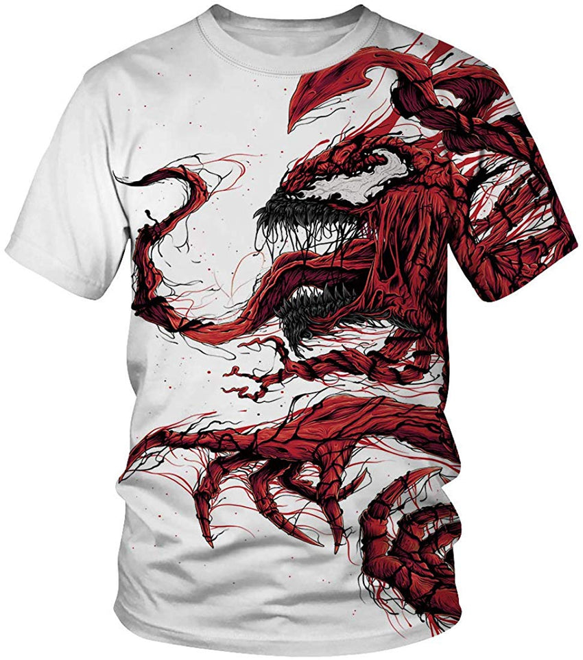 Venom Shirt,3D Venom Shirt Short Sleeve Shirts Casual Compression T Shirt White red Men