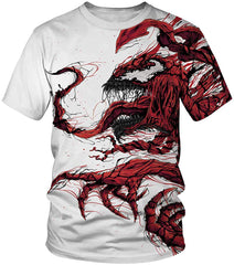 Venom Shirt,3D Venom Shirt Short Sleeve Shirts Casual Compression T Shirt White red Men