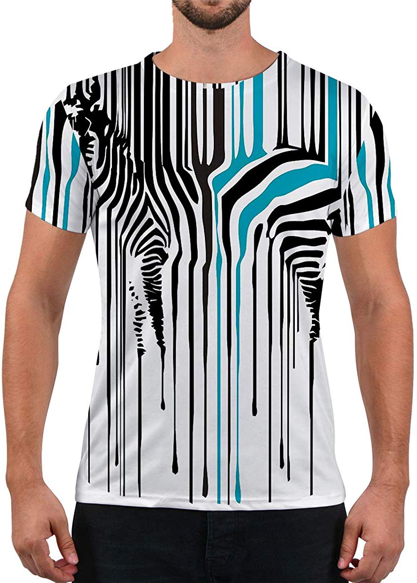 Unisex Fashion 3D Print T Shirts Funny Graphics Pattern Crewneck Short Sleeve Tees for Mens Womens Zebra Stripes