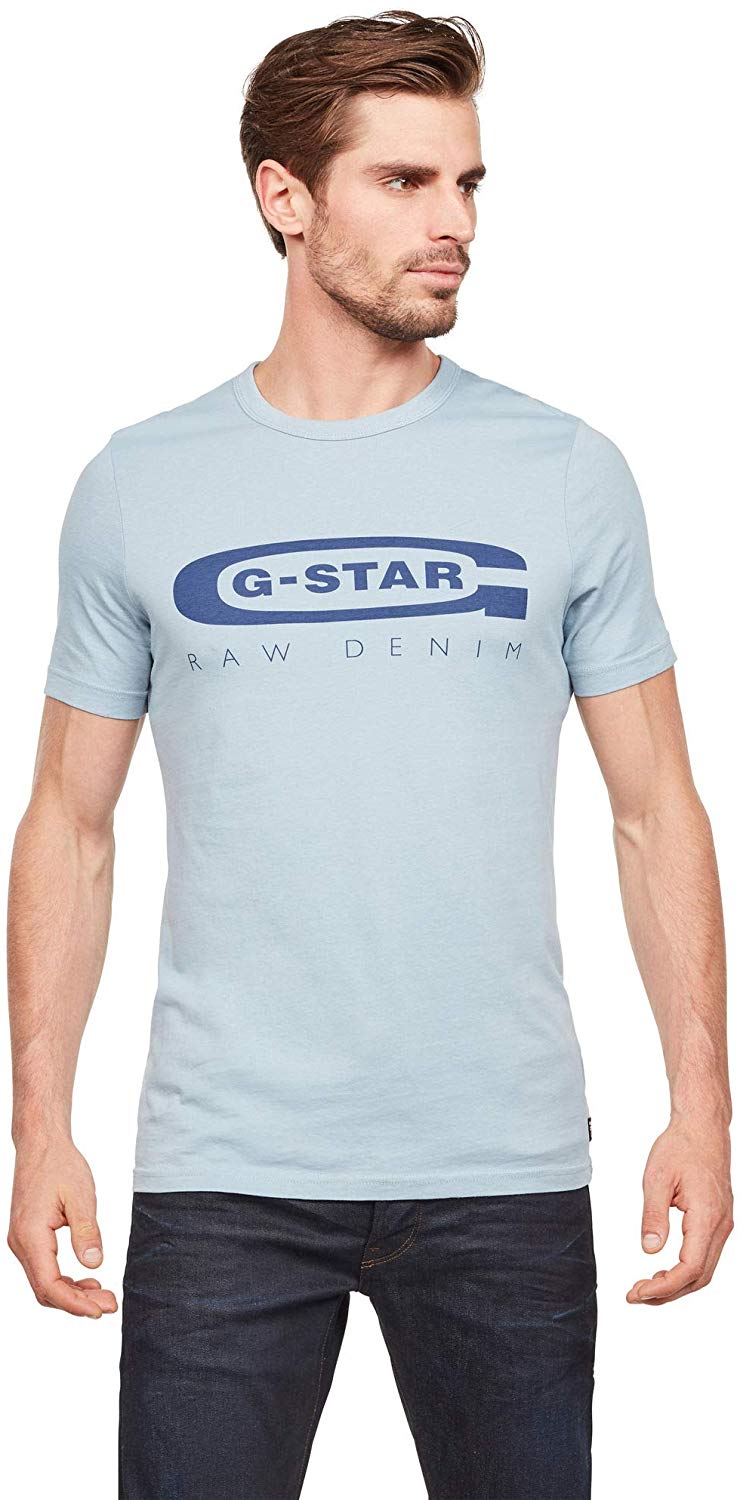Mens Graphic 4 Slim T Shirt Ash Blue