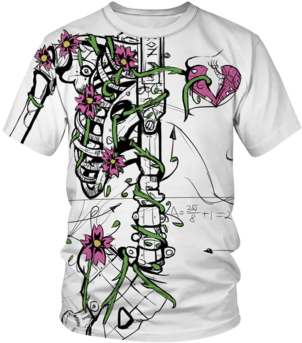 Velynce Unisex Thin Shirts Stylish 3D Digital Printed Lion Skull Casual Personality T Shirts Couple Clothing Skeleton #12