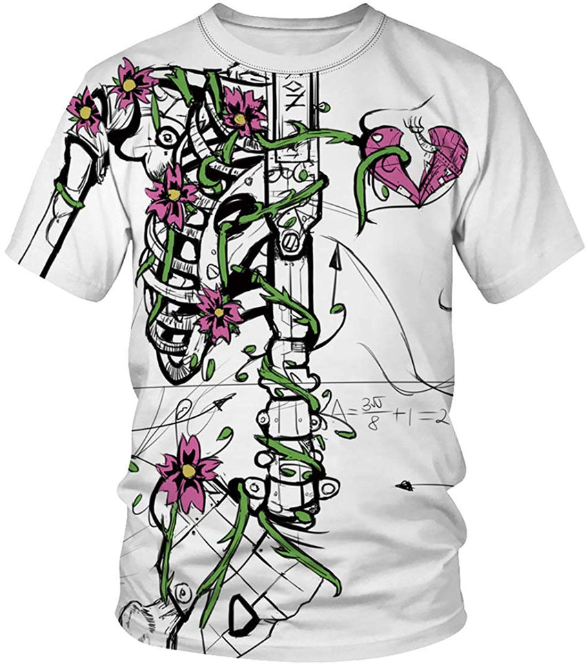 Velynce Unisex Thin Shirts Stylish 3D Digital Printed Lion Skull Casual Personality T Shirts Couple Clothing Skeleton #12