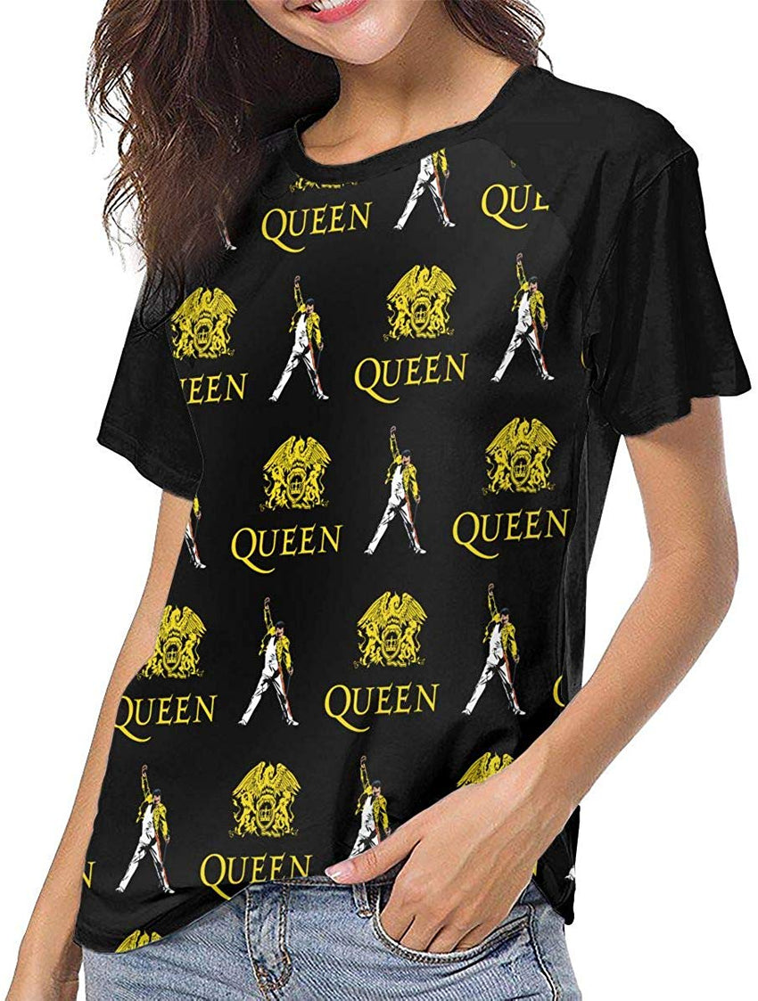 Queen Rock Band Freddie Mercury Short Sleeve Womens 3D Print Baseball T Shirt Hip Hop Sports Raglan Tee Top Shirt Black5