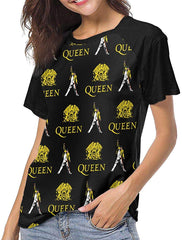 Queen Rock Band Freddie Mercury Short Sleeve Womens 3D Print Baseball T Shirt Hip Hop Sports Raglan Tee Top Shirt Black5