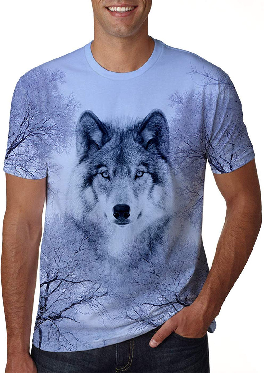 Unisex 3D Creative Print Short Sleeve T Shirt Casual Graphic Tees Wolf 1