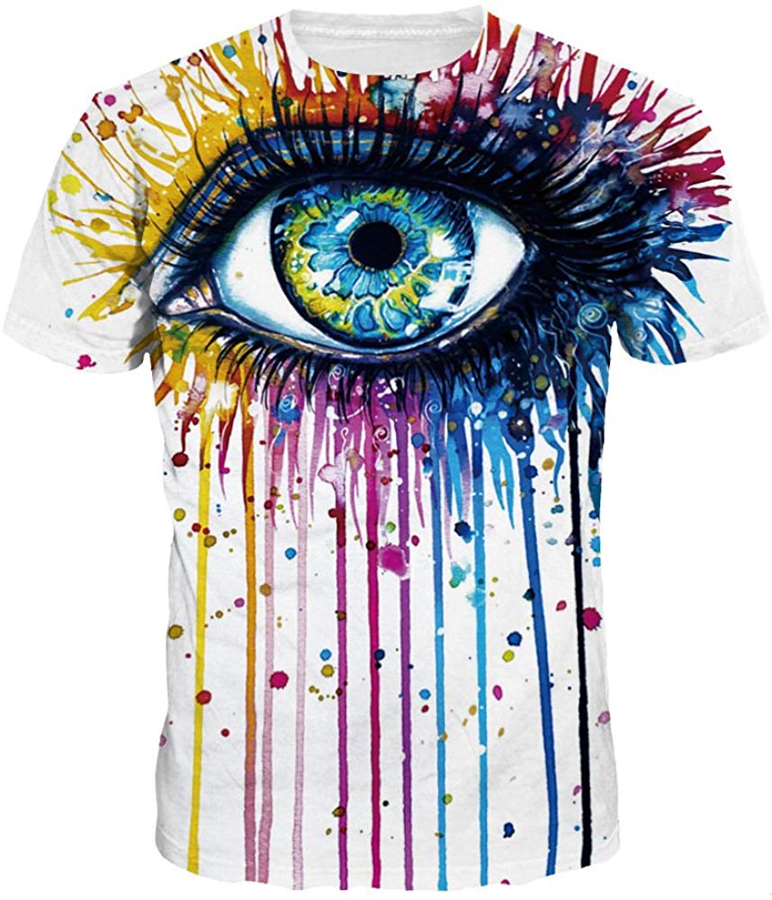 Velynce Unisex Thin Shirts Stylish 3D Digital Printed Lion Skull Casual Personality T Shirts Couple Clothing Graffiti Eyes #32