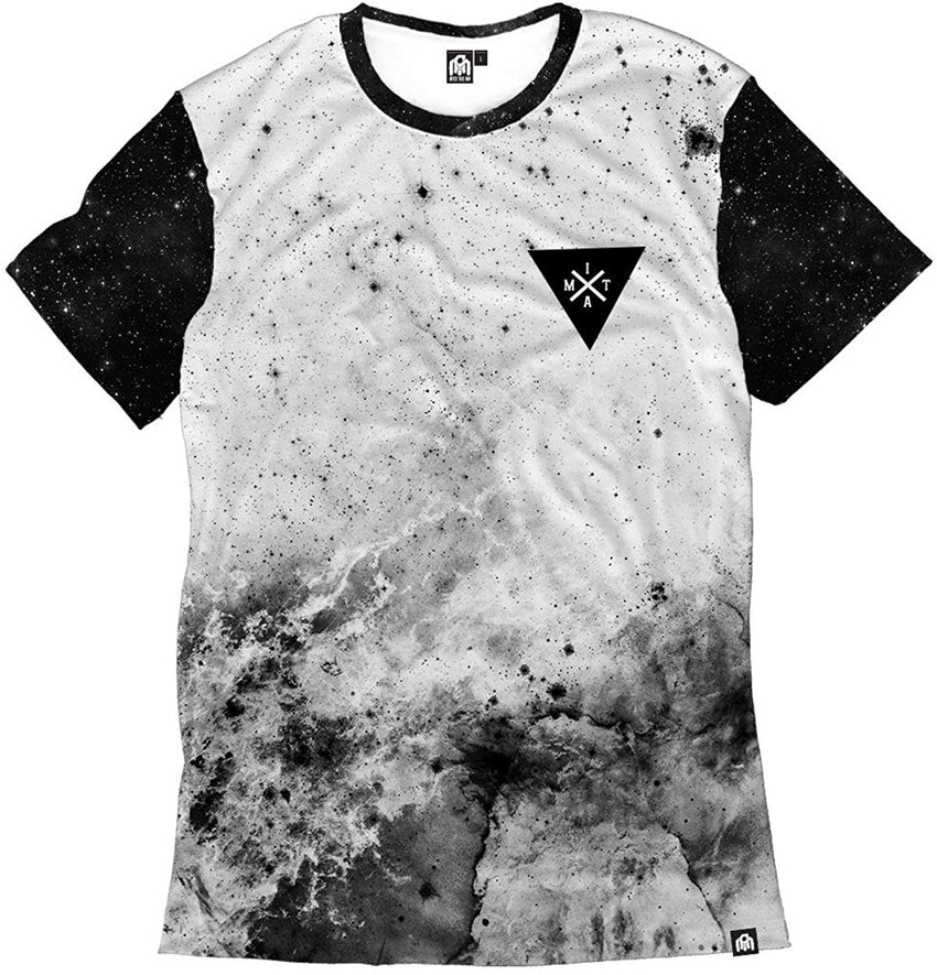 Men's Casual Short Sleeve Vibrant Tee Shirts Space Minimalist White